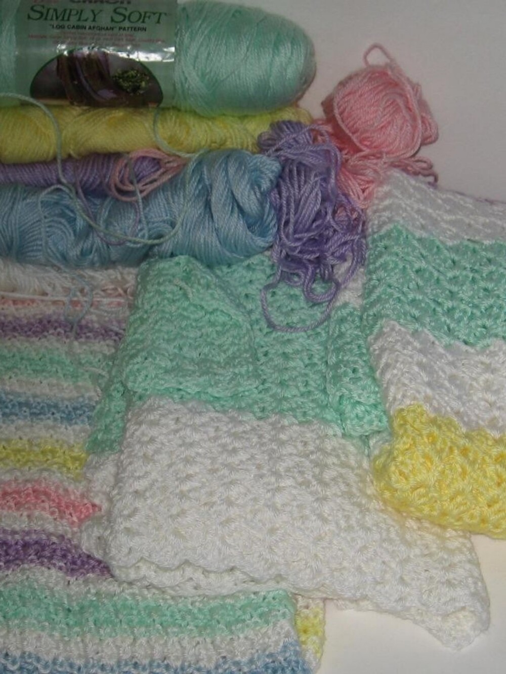 Caron Simply Soft Yarn (3) Unfinished Blankets Lot